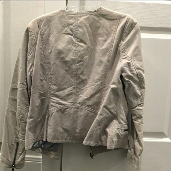 New! Banana Republic Gray Leather Jacket Size Med - Picture 6 of 7